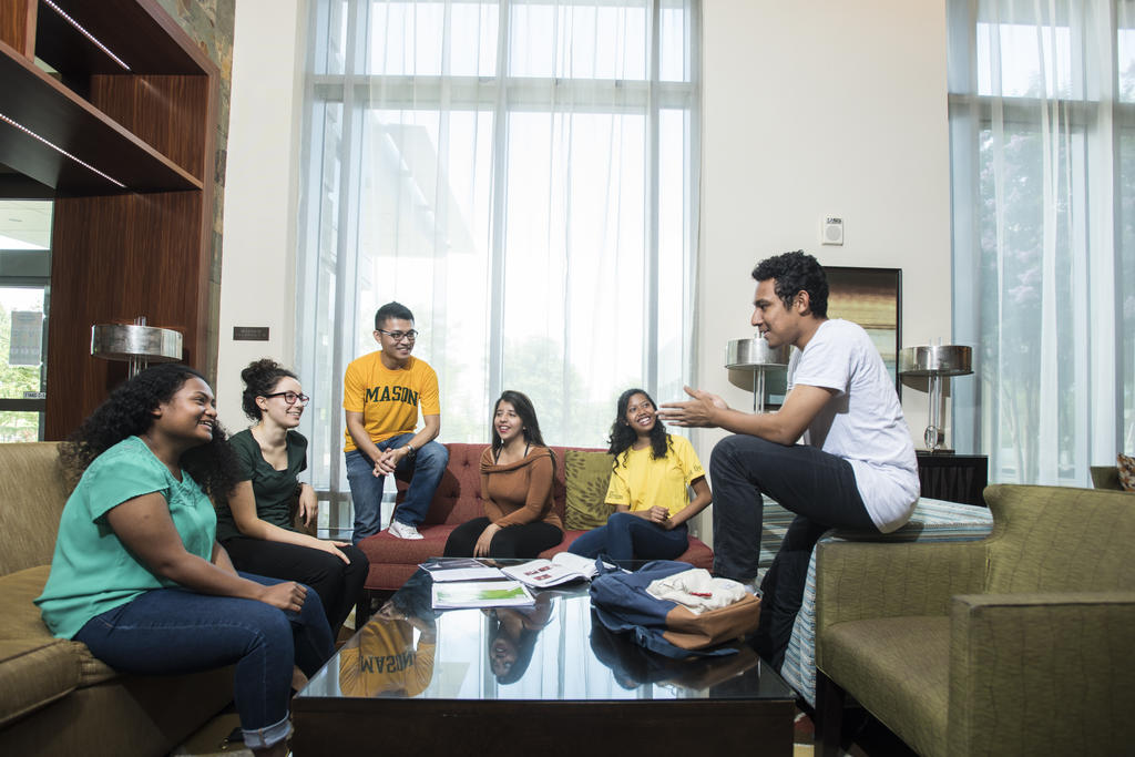 George Mason University INTO students chatting